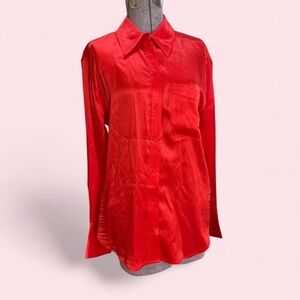 L'Academie Vibrant Red Satin Viscose Shirt